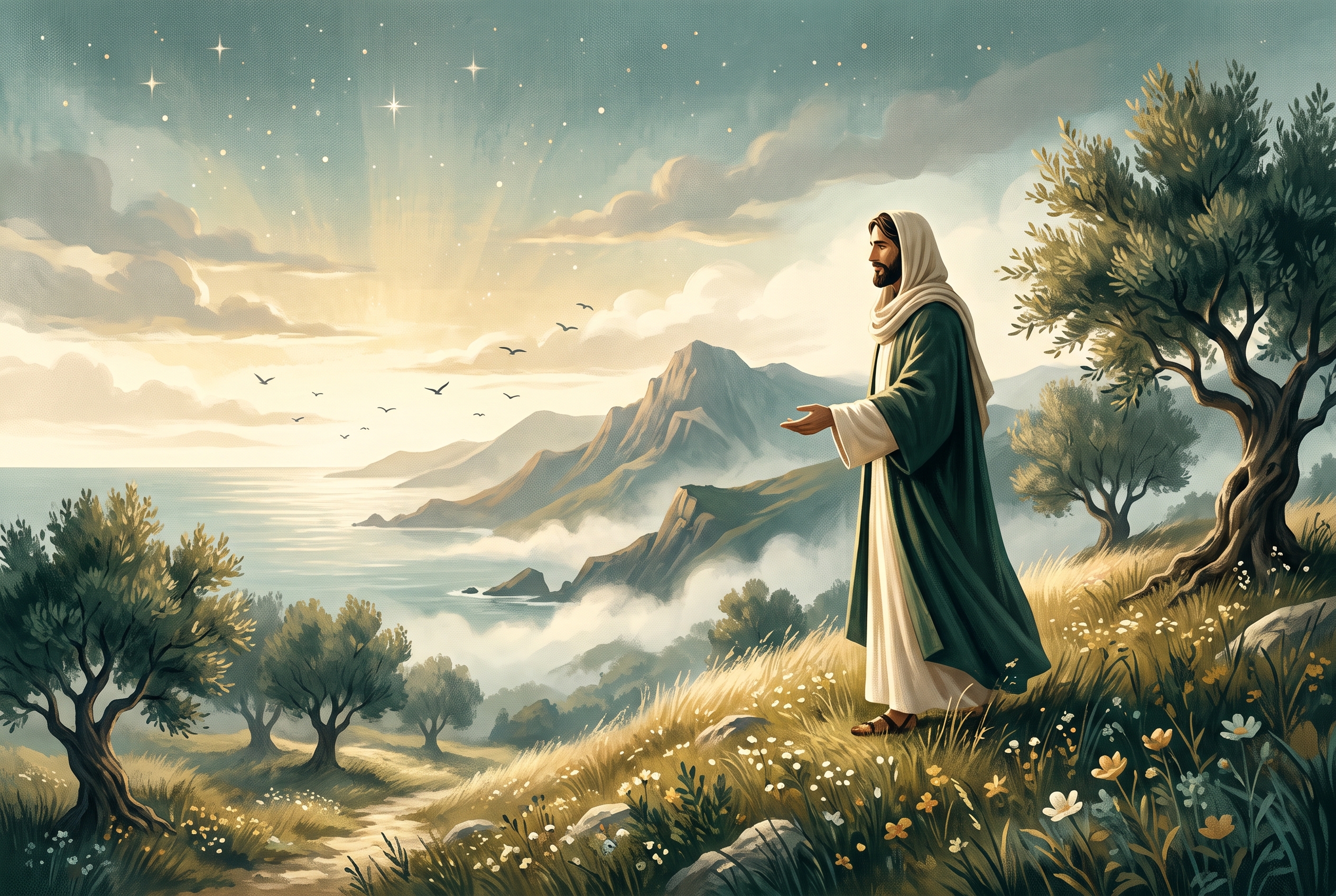 Jesus near the vast creation He holds together