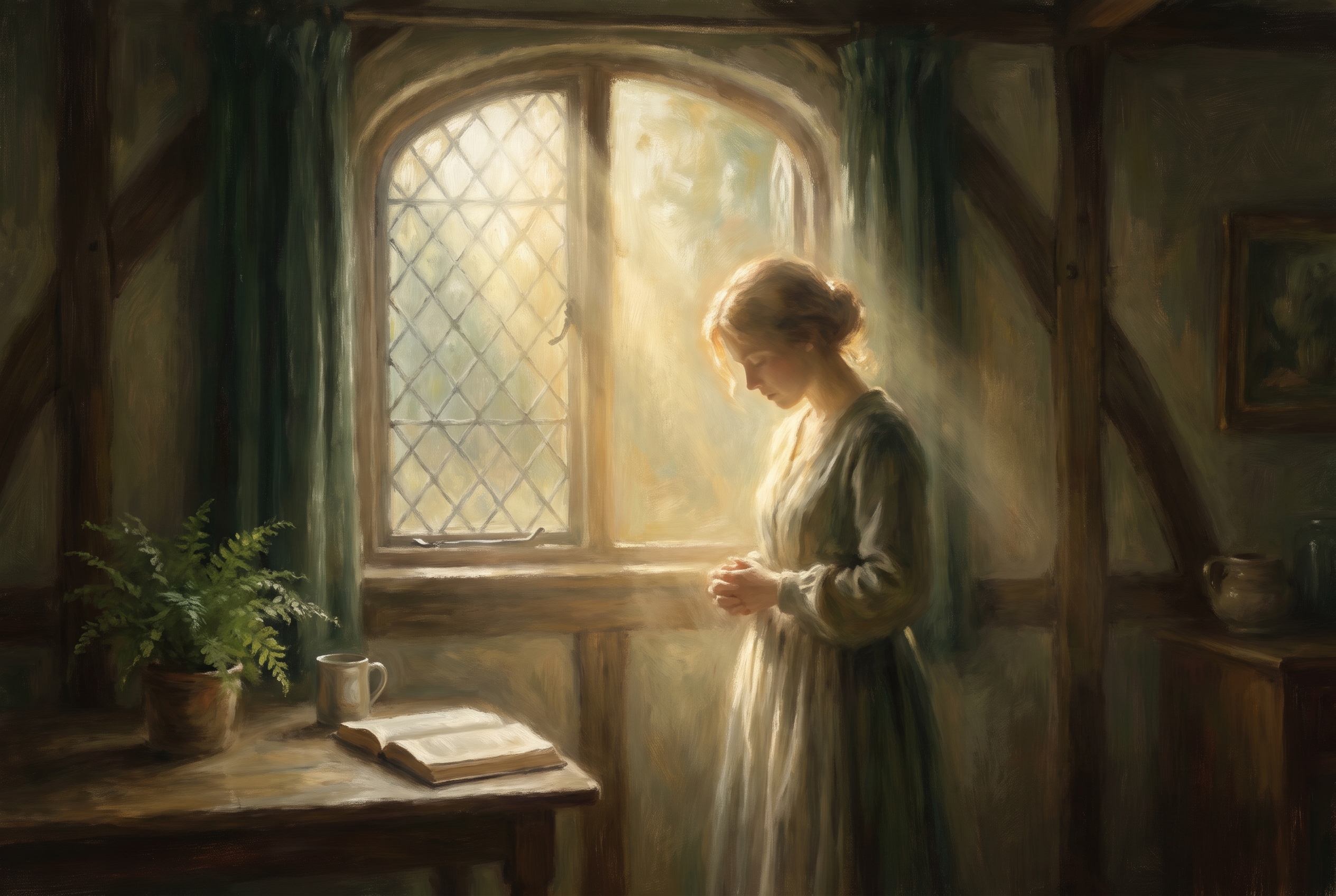 A person at peace in soft morning light